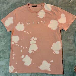 Obey Men's Peach and White Splatter Tee
